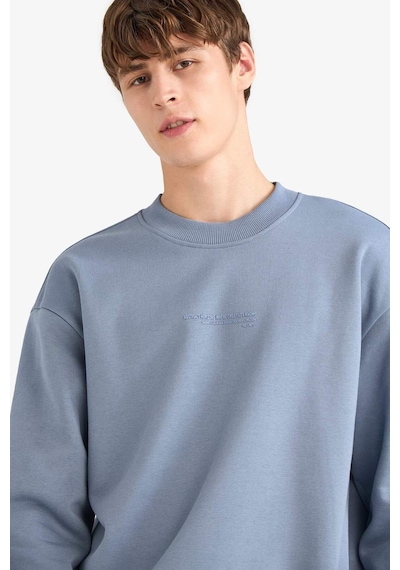 Defacto Boxy Fit Bisiklet Yaka Baskılı Sweatshirt X8282az25augr171 Gri