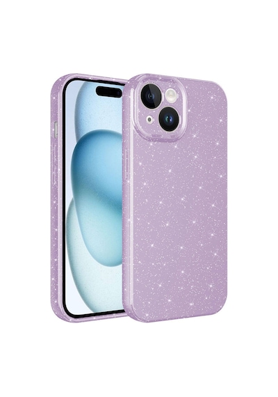 Kilifone - Apple Uyumlu iPhone 15 Plus - Kılıf Simli Kamera Korumalı Koton Kapak - Lila