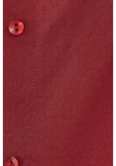 Tudors Kadın Oversize Rahat Kesim Spor Yaka Uzun Kollu Basic Düz Bordo Gömlek-36830 Bordo