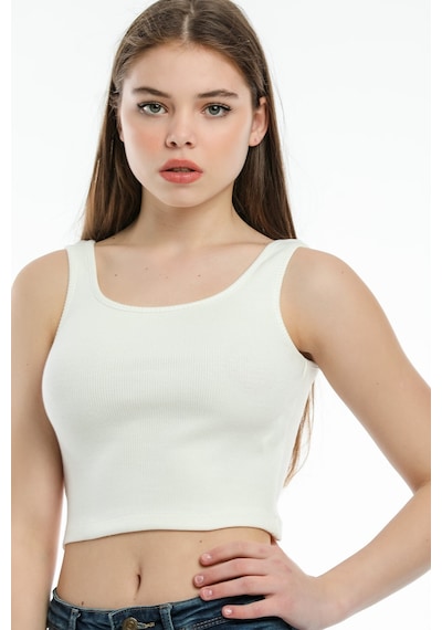 Kadın Crop Örme Atlet-tişort Spr21y12 001