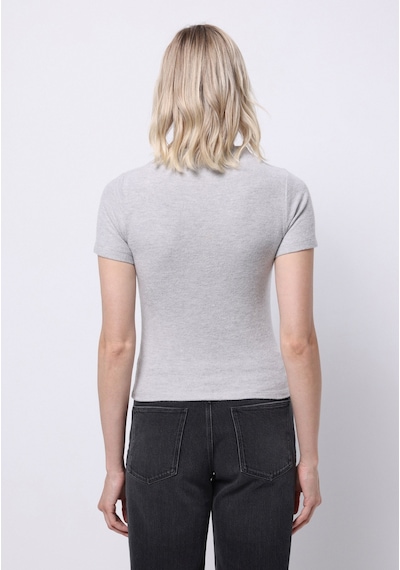 Colin's Colins Slim Fit Dik Yaka Düz Kadın Gri Kısa Kol Tişört Cl1077100 Q1.v2 Lgm Gri