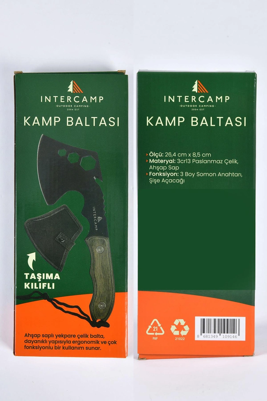 Çok Amaçlı Kamp Baltası, Fonksiyonel Balta, Nacak, Mini El Baltası, Somun, Şişe Açma 26 Cm 283 Gr