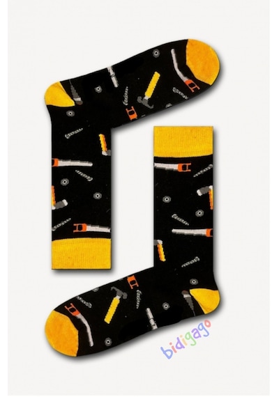 Kotan Mini Aletler Testere Çivi Desenli Unisex Kolej Çorap Çok Renkli