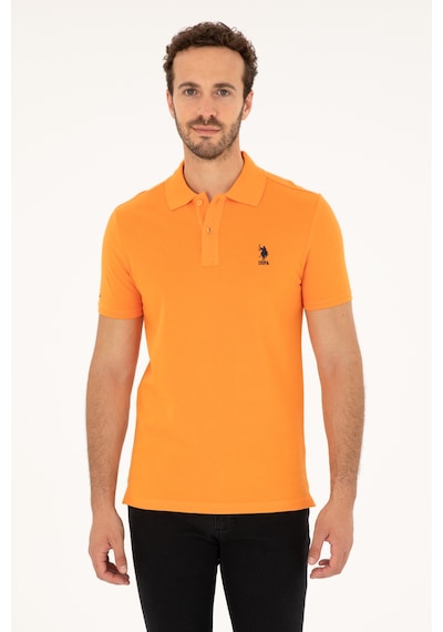 U.S. Polo Assn. Erkek Slim Fit Polo Yaka Turuncu Basic Tişört 50279613-VR051
