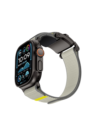 Watch 42mm Uyumlu Mohseven İwatch Mecha Sport Hasır Kordon Siyah-bej