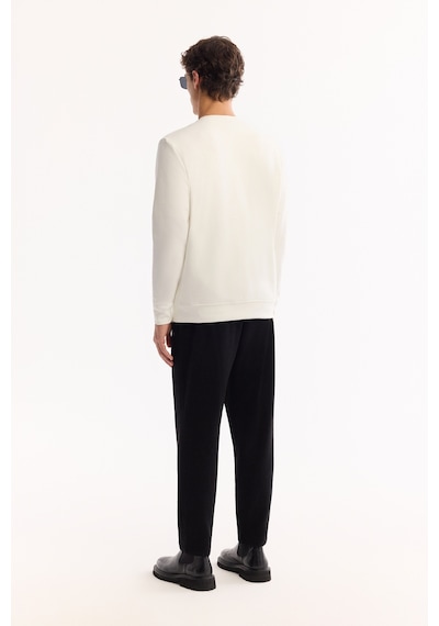 Avva Erkek Ekru Bisiklet Yaka Pamuklu Bi-stretch Baskılı Regular Fit Sweatshirt A52y1325