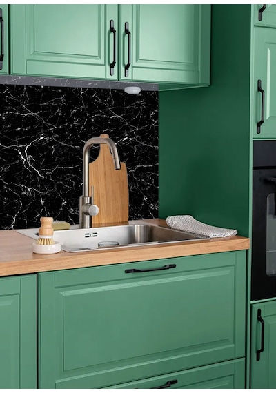 Tink Kendinden Yapışkanlı Siyah-beyaz Mermer Desenli Pvc Panel 41x62cm