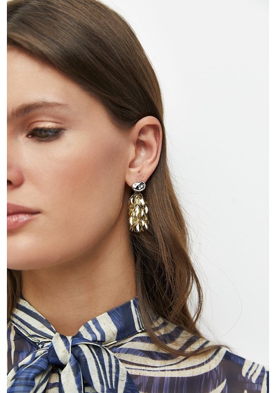Sallantılı Detaylı Küpe Gold 60342260