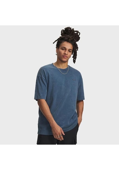 Under Armour Heavyweight Oversized Logo Wash Erkek Mavi Polo Yaka Tişört