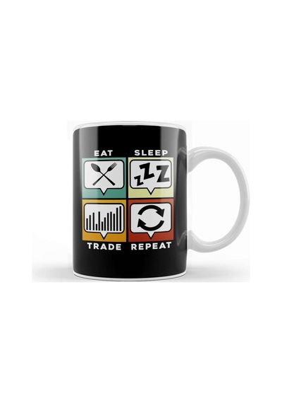 Eat Sleep Trade Repeat Funny Trading & Investing Kupa Bardak Porselen Karışık