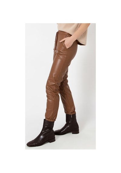 Winmoda34 Deri Pantolon Paça Lastikli Taba