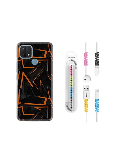 Oppo A15S Kılıf Kablo Koruyuculu Zigzaglar 1651