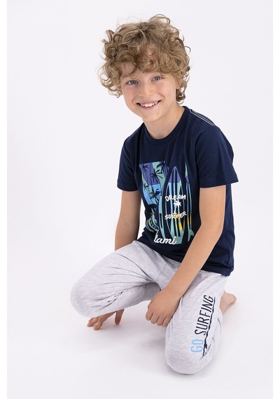 Rolypoly Dream Surfer Lacivert Genç Erkek Kısa Kol Pijama Takımı 5274-26748 Lacivert