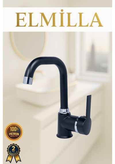Siyah Krom Armut Delta Kol Köşe Borulu Banyo Lavabo Bataryası Çeşmesi Musluğu Çift Su Girişli