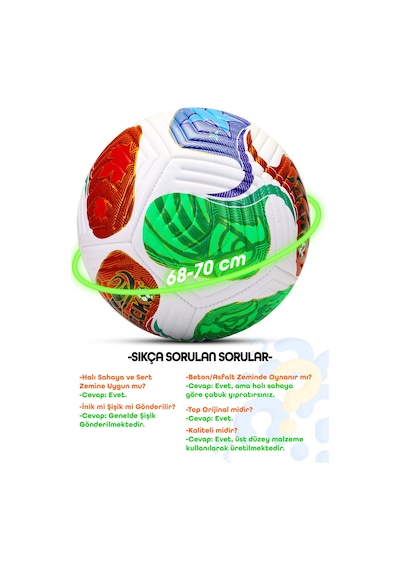 Futbol Topu Trionix 2026 Dünya Kupası Pompalı Set Dayanıklı Sert Zemin Halı Saha Topu No:5 Çok Renkli