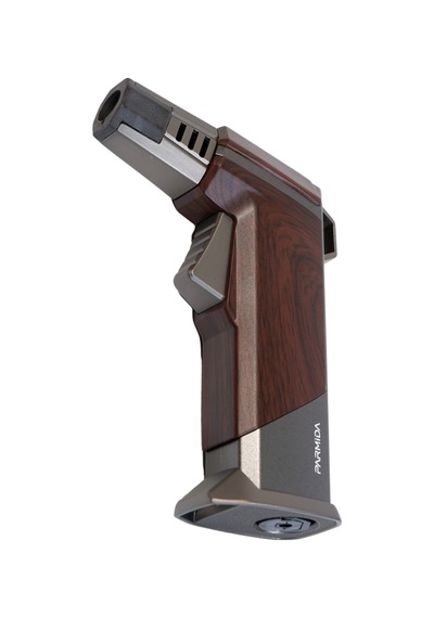 Parmida Tek Torch Pürmüz Ahşap Desenli Gunmetal Masa Tipi Metal Puro Çakmağı - Tr9237