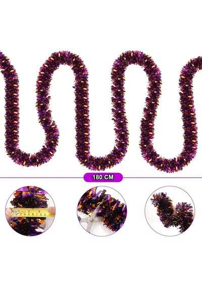 Mor Turuncu Renk 4 Cm Genişlik Garland Çift Renk Sim Süs 180 Cm 50001 Diğer