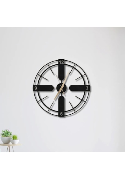 Metal Duvar Saati Italyan Tarzı Modern Dekoratif Saat Siyah-52 X 52