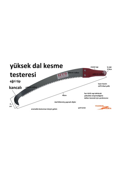 Yüksek Dal Kesme Ağaç Budama Testeresi Önden Çekme Kancalı Büyük