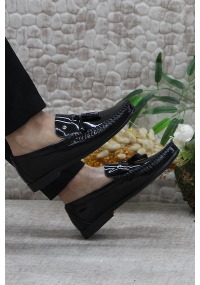 Pierre Cardin 25101 Siyah Rugan Hakiki Deri Erkek Babet Loafer Erkek Ayakkabı 001