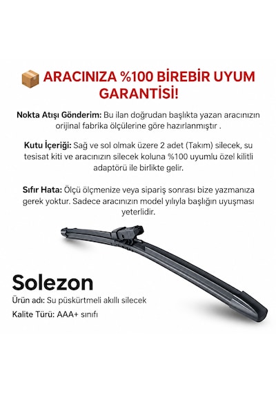 Togg T10f Silecek Uyumlu Maybach Tipi Akıllı Su Fıskiyeli Silecek Seti Ön Takım