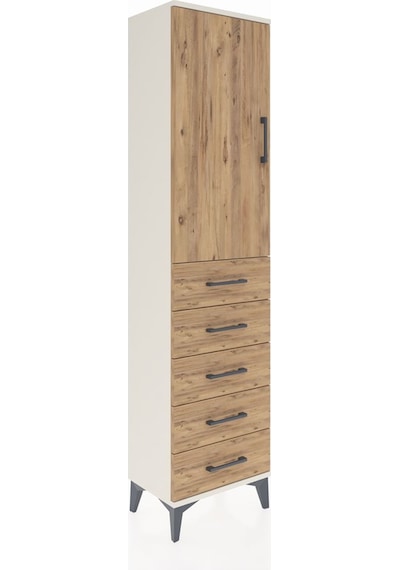 Arges Dolap 2 Raflı 5 Çekmeceli Tek Kapaklı 44x30x182 Aytaşı-çam Aytaşı