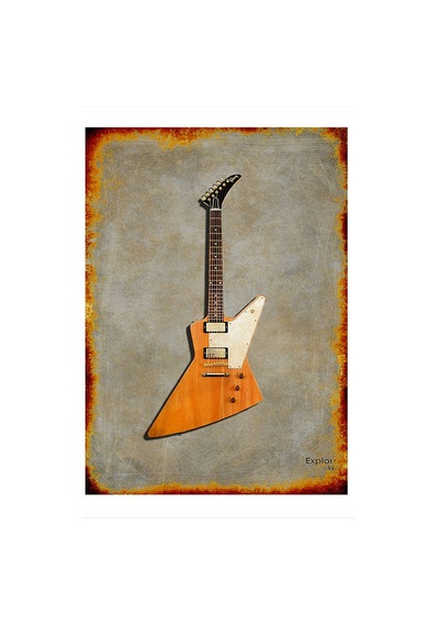 Bedeko Explorer Kasa Gitar Desenli Ahşap Tablo 25 Cm X 35 Cm