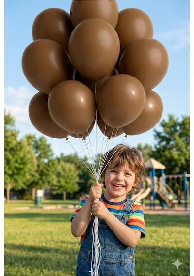 Pastel Balon 11 İnc 28 Cm Doğum Günü Parti Malzemeleri 10 Adet Kahverengi