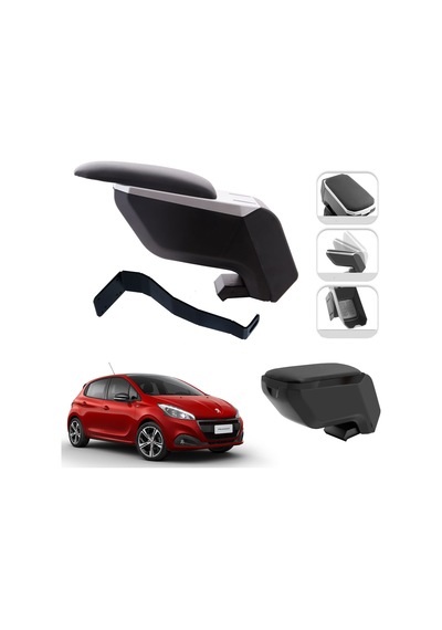 Mis Paket Peugeot 208 2012-2024 Delmesiz Çelik Ayaklı Kolçak + Askılı Koku + Micro Fiber Bez + Torpido Süngeri