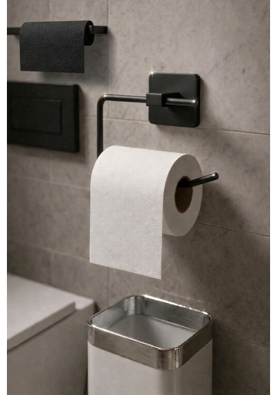Kare Yapışkanlı Açık Tuvalet Kağıtlığı Wc Kağıtlık Tutucu Siyah Ks-001 Diğer
