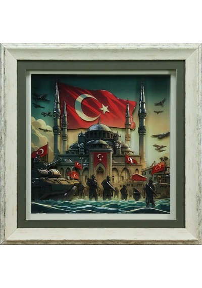 E38 El İşçiliği Kağıt Rölyef Tablo 66x66 Cm - 6332