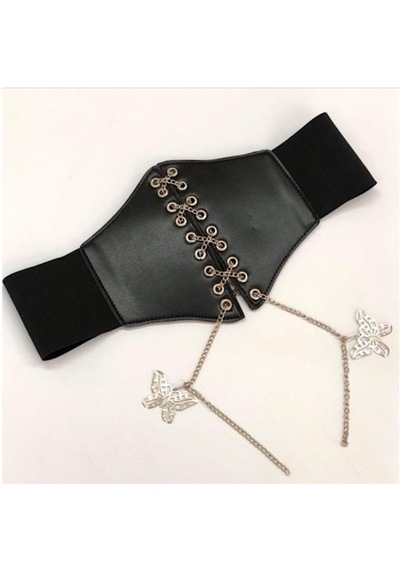 Fashion Moon Gothic Kalın Korse Model Kelebek Uçlu Zincirli Yedi Sıralı Zımbalı Kemer Siyah Fashion Moon Gothic Kalın Korse Model Kelebek Uçlu Zincirli Yedi Sıralı Zımbalı Kemer Siyah