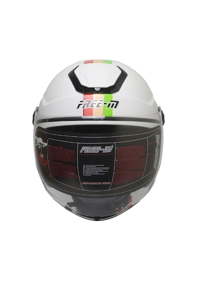 Free-m 618 Yarım Kask İtalyan Güneş Vizörlü Beyaz-yeşil-kırmızı