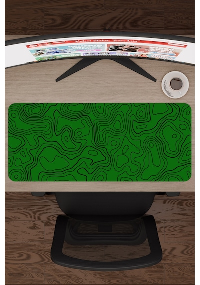 Yeşil Siyah 70x30 Xl Taraftar Gaming Oyuncu Mouse Pad Kaymaz Taban Büyük Fare Altlığı Topography
