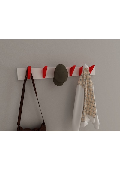 Hepsi3boyutlu Modern Duvar & Kapı Kanca Askılık - 6 Adet Kırmızı Kanca Askılık - Model No : 5 Kırmızı