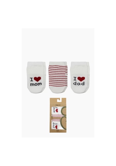 Mom Dad 3'lü Penye Soket Çorap 10123 Ekru Renkli Çok Renkli