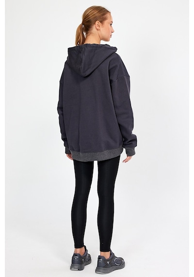 Alexandergardı Fermuarlı Kapüşonlu Oversize Sweatshirt B22-75300 Antrasit