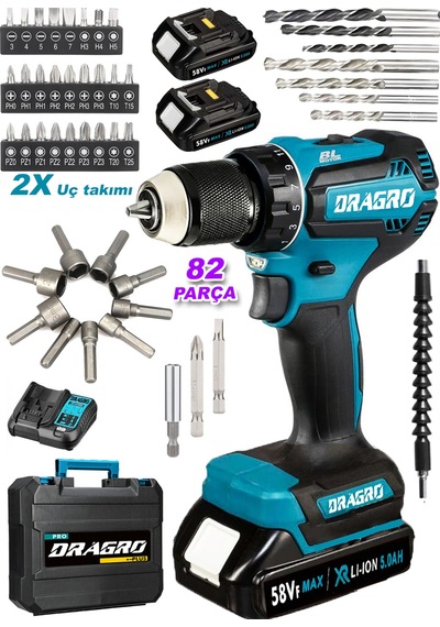 Dragro Alman DRG-58VF  Darbeli Şarjlı Matkap Akülü Vidalama