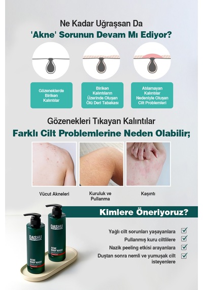 Akneye Eğilimli Ciltler İçin Nazik Peeling Etkili Duş Jeli Dashu Daily Acne Relax Body Wash Narenciye