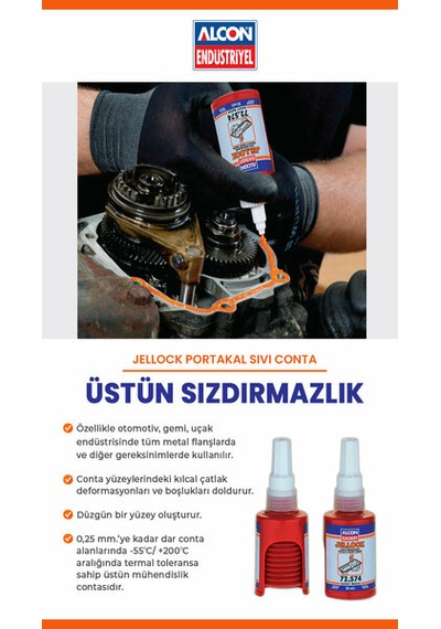 Alcon M-3330 Portakal Sıvı Conta 50 Ml Jellock Orange