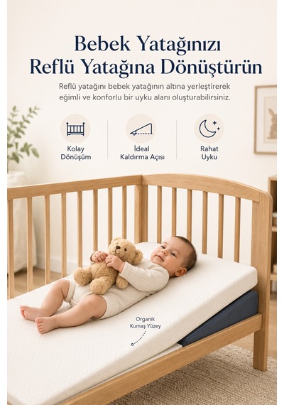 5 in 1 Modüler Bebek Reflü Yatağı Antikolik - Düz Yatış - 30 Açılı Reflü Yatağı -