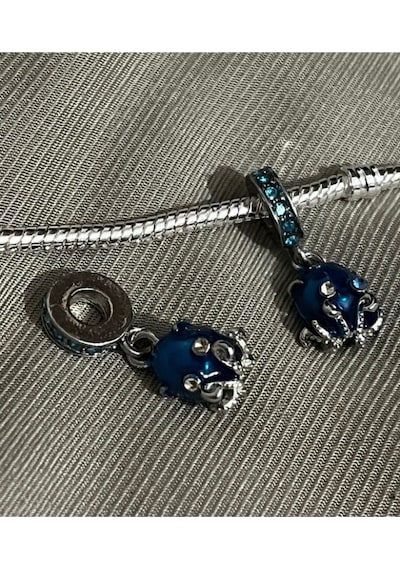 Sevimli Ahtapot Sallantılı Charm Gümüş Kaplama Mavi