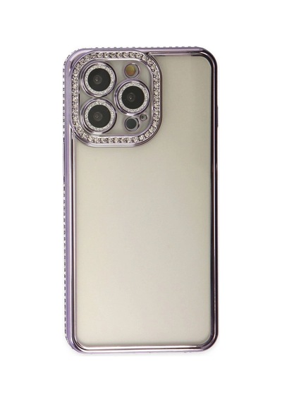 Apple iPhone Uyumlu   14 Pro Kılıf Joke Taşlı Silikon - Mor