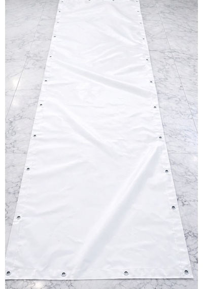 Beyaz Balkon Brandası - 650 Gr Pvc Polyester - Kuşgözlü Ve Kolon Takviyeli Balkon Demiri Brandası Beyaz
