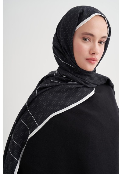 Carell Shine Monogram Floş Şal Siyah Çok Renkli