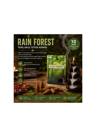Darshan Rain Forest Ters Akış Tütsü Konisi 10 Lu Paket