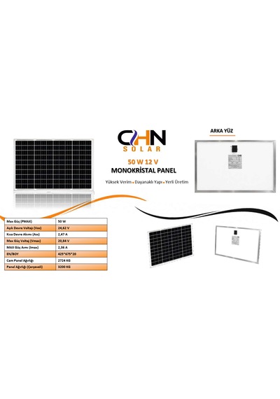 Chn50w-12v Güneş Paneli
