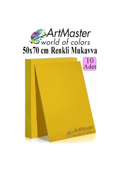 Sarı Renkli Mukavva 50x70 Cm 10 Adet 1 Paket Renkli Sert Karton 1.0 Mm Anasınıfı Hobi Etkinlik Okul Öncesi Elişi