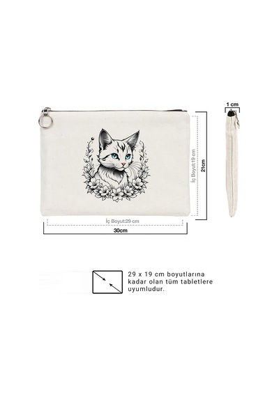 Tattoo Tablet/portföy Çanta - Astarlı 30x21 Cm Beyaz - No.06 Beyaz