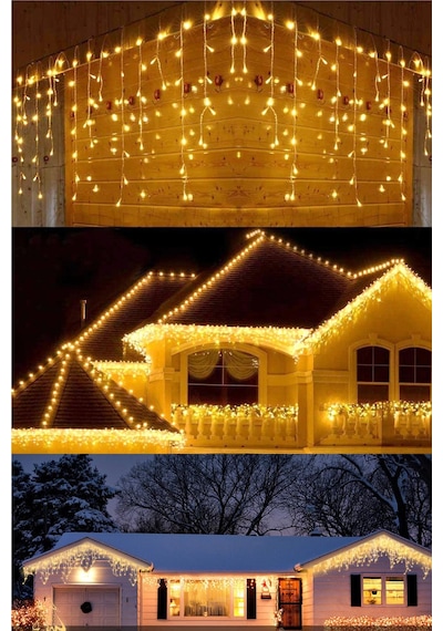 Trendpoint 4 Metre 8 Fonksiyonlu Perde Led 96 Ledli Saçaklı Kablolu Fişli 50 x 60 x 70 CM